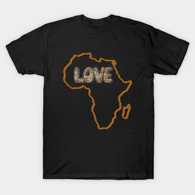 Africa Continent - brown LOVE T-Shirt by H.E.R.  World 